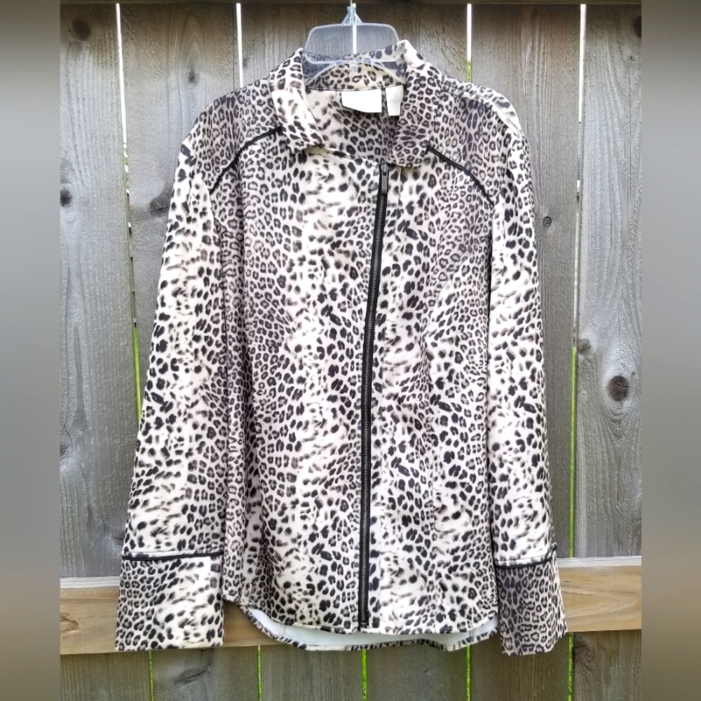 Chico's Leopard Zip-up Jacket Chico's Size 2 (12)